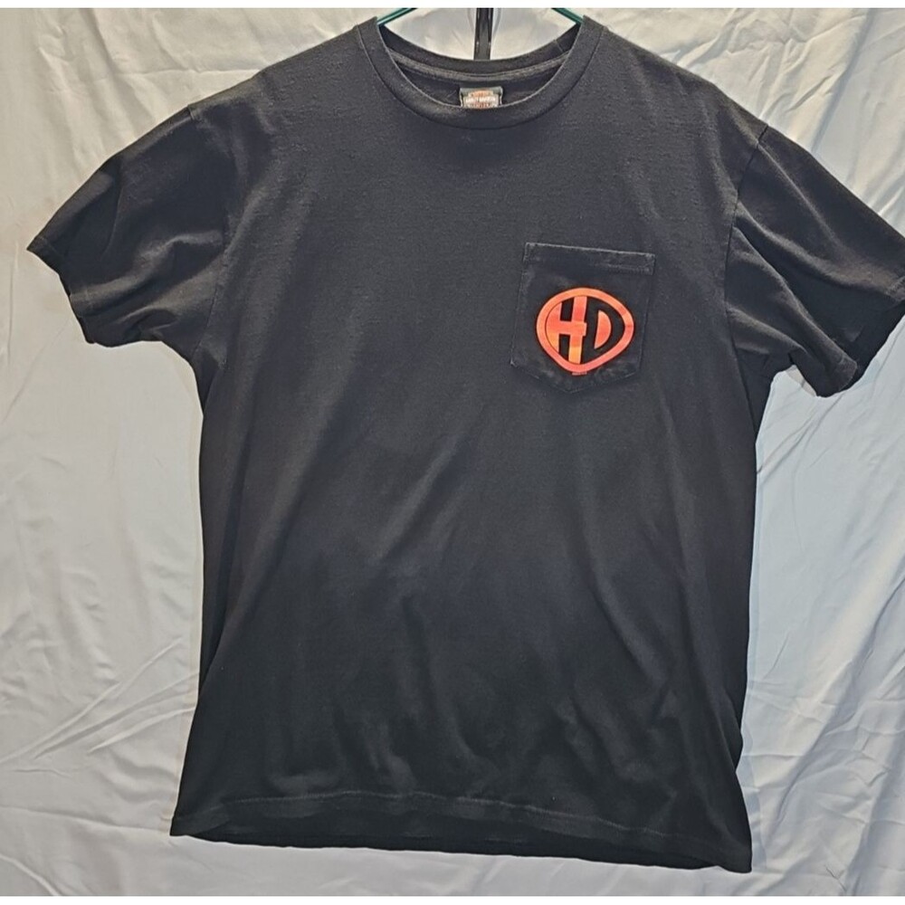 Harley-Davidson Ft Benning GA Columbus Graphic T-Shirt Black Mens Large Pocket